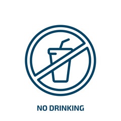 no drinking icon from food collection. Thin linear no drinking, drink, alcohol outline icon isolated on white background. Line vector no drinking sign, symbol for web and mobile