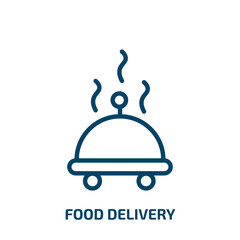 food delivery icon from general collection. Thin linear food delivery, delivery, food outline icon isolated on white background. Line vector food delivery sign, symbol for web and mobile
