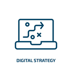 digital strategy icon from general collection. Thin linear digital strategy, business, strategy outline icon isolated on white background. Line vector digital strategy sign, symbol for web and mobile