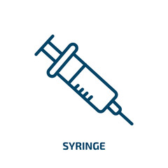 syringe icon from health and medical collection. Thin linear syringe, medical, health outline icon isolated on white background. Line vector syringe sign, symbol for web and mobile