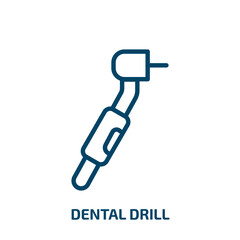 dental drill icon from medical collection. Thin linear dental drill, dentistry, dental outline icon isolated on white background. Line vector dental drill sign, symbol for web and mobile
