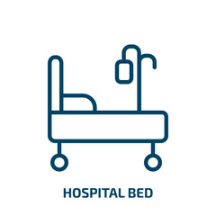 Fototapeta premium hospital bed icon from health and medical collection. Thin linear hospital bed, bed, hospital outline icon isolated on white background. Line vector hospital bed sign, symbol for web and mobile