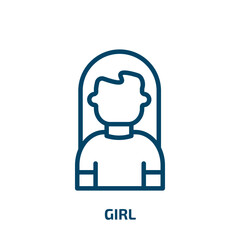 girl icon from health and medical collection. Thin linear girl, boy, people outline icon isolated on white background. Line vector girl sign, symbol for web and mobile