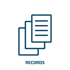 records icon from health and medical collection. Thin linear records, record, business outline icon isolated on white background. Line vector records sign, symbol for web and mobile