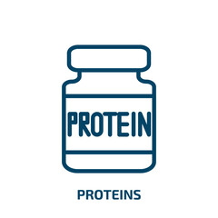 proteins icon from health and medical collection. Thin linear proteins, protein, food outline icon isolated on white background. Line vector proteins sign, symbol for web and mobile