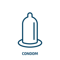 condom icon from health and medical collection. Thin linear condom, sex, contraception outline icon isolated on white background. Line vector condom sign, symbol for web and mobile
