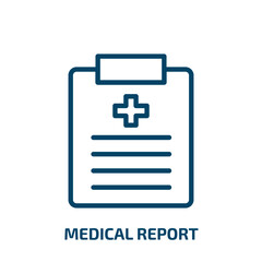 medical report icon from health and medical collection. Thin linear medical report, medical, data outline icon isolated on white background. Line vector medical report sign, symbol for web and mobile