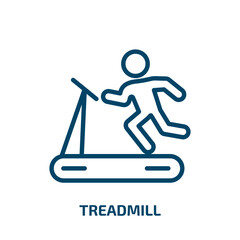 treadmill icon from health and medical collection. Thin linear treadmill, weight, fitness outline icon isolated on white background. Line vector treadmill sign, symbol for web and mobile