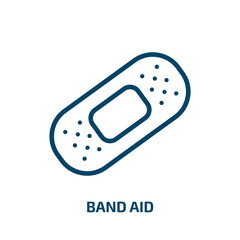 band aid icon from health and medical collection. Thin linear band aid, treatment, medical outline icon isolated on white background. Line vector band aid sign, symbol for web and mobile