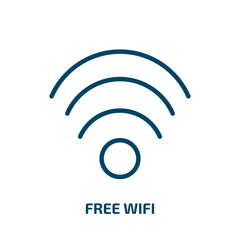 free wifi icon from hotel collection. Thin linear free wifi, network, connection outline icon isolated on white background. Line vector free wifi sign, symbol for web and mobile