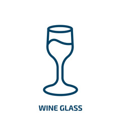 wine glass icon from hotel and restaurant collection. Thin linear wine glass, alcohol, glass outline icon isolated on white background. Line vector wine glass sign, symbol for web and mobile