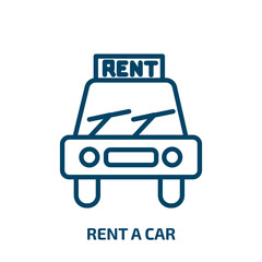 rent a car icon from hotel and restaurant collection. Thin linear rent a car, rent, car outline icon isolated on white background. Line vector rent a car sign, symbol for web and mobile