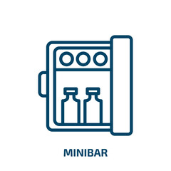 minibar icon from hotel and restaurant collection. Thin linear minibar, hotel, drink outline icon isolated on white background. Line vector minibar sign, symbol for web and mobile