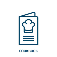 cookbook icon from hotel and restaurant collection. Thin linear cookbook, food, restaurant outline icon isolated on white background. Line vector cookbook sign, symbol for web and mobile