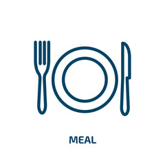 meal icon from hotel and restaurant collection. Thin linear meal, food, lunch outline icon isolated on white background. Line vector meal sign, symbol for web and mobile