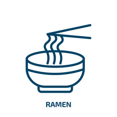 ramen icon from hotel and restaurant collection. Thin linear ramen, lunch, food outline icon isolated on white background. Line vector ramen sign, symbol for web and mobile