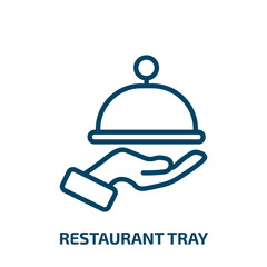 restaurant tray icon from hotel and restaurant collection. Thin linear restaurant tray, restaurant, food outline icon isolated on white background. Line vector restaurant tray sign, symbol for web and