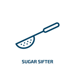 sugar sifter icon from kitchen collection. Thin linear sugar sifter, flour, cooking outline icon isolated on white background. Line vector sugar sifter sign, symbol for web and mobile