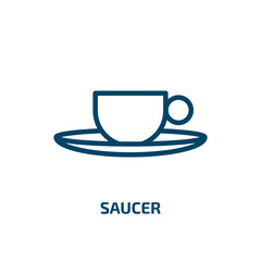 saucer icon from kitchen collection. Thin linear saucer, hot, beverage outline icon isolated on white background. Line vector saucer sign, symbol for web and mobile