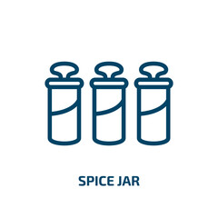 spice jar icon from kitchen collection. Thin linear spice jar, bottle, jar outline icon isolated on white background. Line vector spice jar sign, symbol for web and mobile