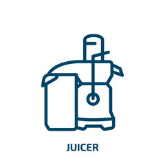 juicer icon from kitchen collection. Thin linear juicer, food, home outline icon isolated on white background. Line vector juicer sign, symbol for web and mobile