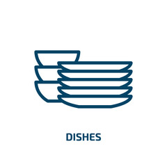 dishes icon from kitchen collection. Thin linear dishes, dish, cooking outline icon isolated on white background. Line vector dishes sign, symbol for web and mobile