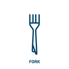 fork icon from kitchen collection. Thin linear fork, restaurant, utensil outline icon isolated on white background. Line vector fork sign, symbol for web and mobile