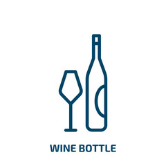 wine bottle icon from kitchen collection. Thin linear wine bottle, alcohol, glass outline icon isolated on white background. Line vector wine bottle sign, symbol for web and mobile