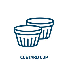 custard cup icon from kitchen collection. Thin linear custard cup, custard, cream outline icon isolated on white background. Line vector custard cup sign, symbol for web and mobile
