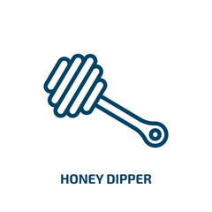 honey dipper icon from kitchen collection. Thin linear honey dipper, dipper, honey outline icon isolated on white background. Line vector honey dipper sign, symbol for web and mobile