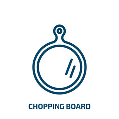 chopping board icon from kitchen collection. Thin linear chopping board, knife, kitchenware outline icon isolated on white background. Line vector chopping board sign, symbol for web and mobile