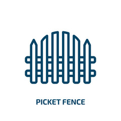 picket fence icon from nature collection. Thin linear picket fence, picket, barrier outline icon isolated on white background. Line vector picket fence sign, symbol for web and mobile