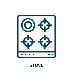 stove icon from kitchen collection. Thin linear stove, cooking, cooker outline icon isolated on white background. Line vector stove sign, symbol for web and mobile