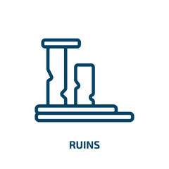ruins icon from nature collection. Thin linear ruins, ruin, architecture outline icon isolated on white background. Line vector ruins sign, symbol for web and mobile