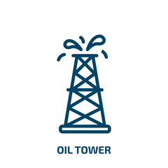 oil tower icon from other collection. Thin linear oil tower, tower, industry outline icon isolated on white background. Line vector oil tower sign, symbol for web and mobile
