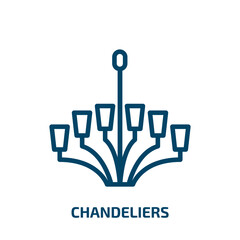 chandeliers icon from other collection. Thin linear chandeliers, lamp, home outline icon isolated on white background. Line vector chandeliers sign, symbol for web and mobile