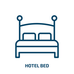 hotel bed icon from other collection. Thin linear hotel bed, bed, hotel outline icon isolated on white background. Line vector hotel bed sign, symbol for web and mobile