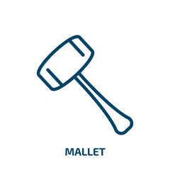 mallet icon from other collection. Thin linear mallet, business, hammer outline icon isolated on white background. Line vector mallet sign, symbol for web and mobile