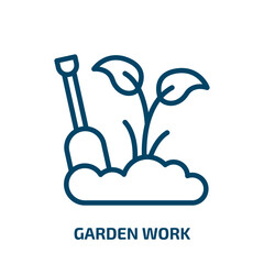 garden work icon from other collection. Thin linear garden work, work, gardener outline icon isolated on white background. Line vector garden work sign, symbol for web and mobile