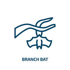 branch bat icon from other collection. Thin linear branch bat, castle, halloween outline icon isolated on white background. Line vector branch bat sign, symbol for web and mobile