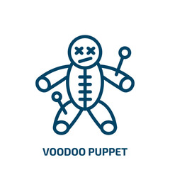 voodoo puppet icon from other collection. Thin linear voodoo puppet, witchcraft, magic outline icon isolated on white background. Line vector voodoo puppet sign, symbol for web and mobile
