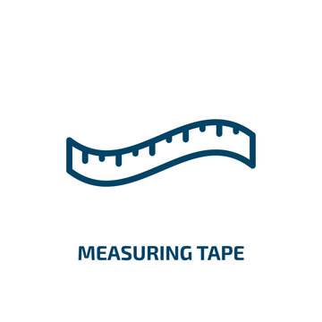 measuring tape icon from sew collection. Thin linear measuring tape, 1, 2 outline icon isolated on white background. Line vector measuring tape sign, symbol for web and mobile