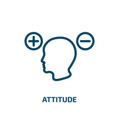 attitude icon from startup stategy and success collection. Thin linear attitude, positive, good outline icon isolated on white background. Line vector attitude sign, symbol for web and mobile