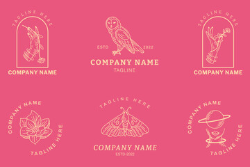 Mystical Logo Symbol Templates Element Light Pink Pastel.