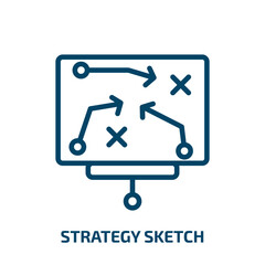 strategy sketch icon from startup stategy and success collection. Thin linear strategy sketch, strategy, sketch outline icon isolated on white background. Line vector strategy sketch sign, symbol for