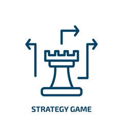 strategy game icon from startup stategy and success collection. Thin linear strategy game, game, strategy outline icon isolated on white background. Line vector strategy game sign, symbol for web and