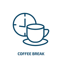 coffee break icon from startup stategy and success collection. Thin linear coffee break, break, coffee outline icon isolated on white background. Line vector coffee break sign, symbol for web and