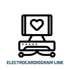 electrocardiogram line icon from technology collection. Thin linear electrocardiogram line, electrocardiogram, medicine outline icon isolated on white background. Line vector electrocardiogram line