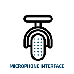 microphone interface icon from technology collection. Thin linear microphone interface, microphone, internet outline icon isolated on white background. Line vector microphone interface sign, symbol