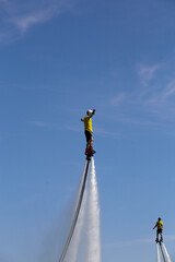 Flyboard show at the watermelon festival in Kamyshin.
